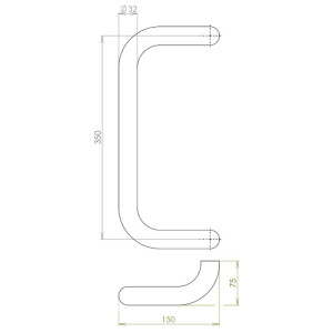 Edelstahl-Türgriff „G“ HOLAR, ø 32 mm – seidenmatt