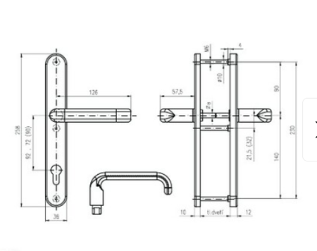 Sicherheitsbeschläge ROSTEX BK 807 GRANDE - PANIK (STAHL-MATT)