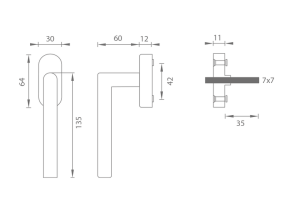 Eurofenstergriff MP DK Favorit-R (BS - SCHWARZ MATTE)