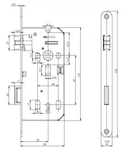 SALE Einsteckschloss ACT 80 mm (BB 90 mm)