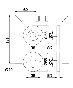 SALE Türbeschlag TWIN VISION H 1802 (CM) - BB