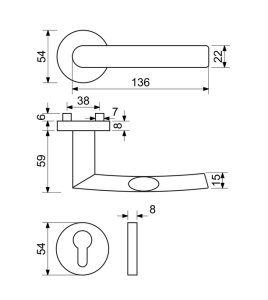 SALE Türbeschläge RICHTER RK.C-FORM (schwarz matt) - BB