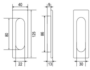 AUSVERKAUF Schalen für Schiebetüren MP SQUARE FT 3663AC – ohne Loch – EDELSTAHL