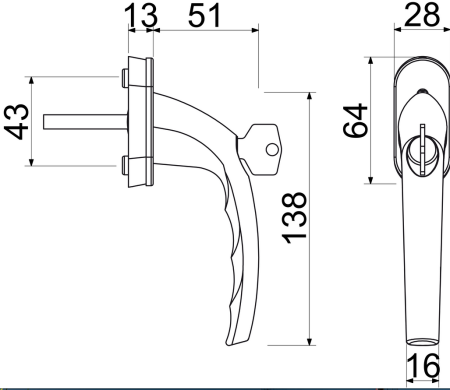 Abschließbarer Fenstergriff RICHTER RHW.009.L (F1)