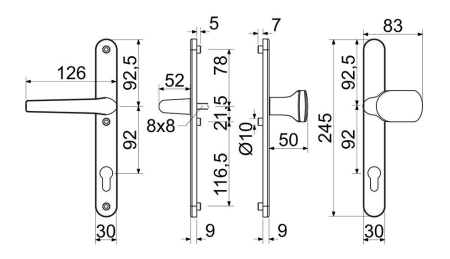 Türbeschlag für Eingangstür RICHTER RHD.002.92 (F9005)