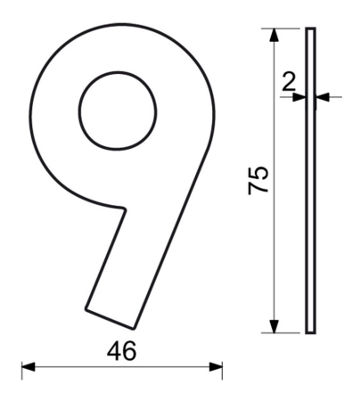 Edelstahlnummer im flachen „2D“-Design RICHTER RN.75L