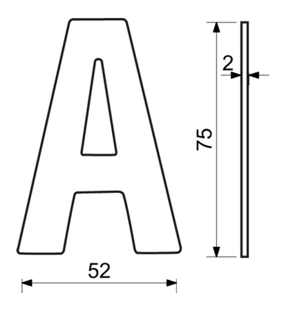 Edelstahlbuchstabe im flachen „2D“-Design RICHTER RN.75L