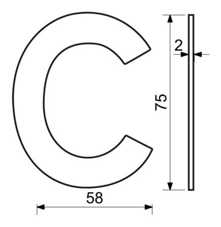 Edelstahlbuchstabe im flachen „2D“-Design RICHTER RN.75L