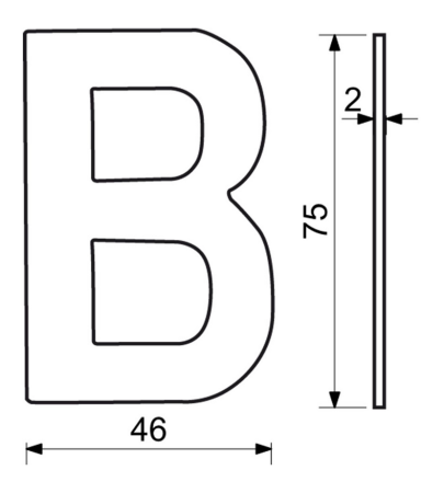 Hausbuchstabe im flachen „2D“-Design RICHTER RN.75L (schwarz)