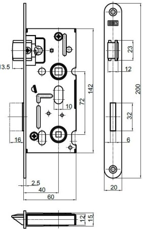 ANGEBOT Einsteckschloss K111, Teilung 72 mm/ 60 mm WC