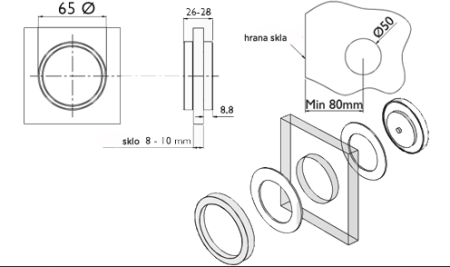 ZWEI GLASSCHALENFÜHRUNG H 50/65N (F9)